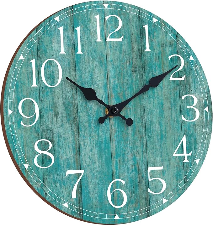 12 Inch Wall Clock, Silent Battery Operated Analog Clock, Teal