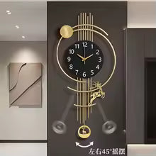 Tick & Decor Modern Luxury Metal Wall Clock with Deer Motif & Pendulum – Premium Wall Art