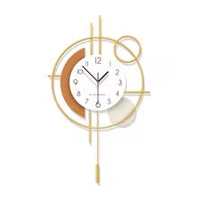 Luxury Modern Metal Wall Clock with Pendulum – Abstract Geometric Wall Decor for Living Room
